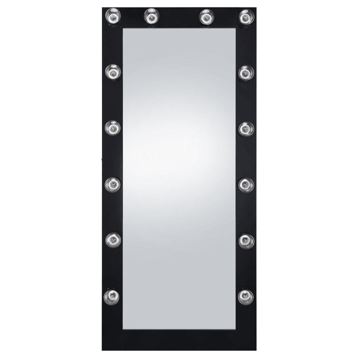 Zayan 32 x 71 Inch Floor Mirror LED Lighting Black Gloss - posh&amp;polish variety