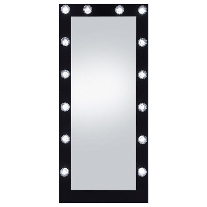 Zayan 32 x 71 Inch Floor Mirror LED Lighting Black Gloss - posh&amp;polish variety