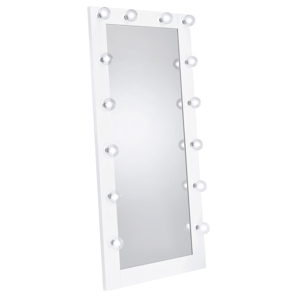 Zayan 32 x 71 Inch Floor Mirror LED Lighting White Gloss - posh&amp;polish variety