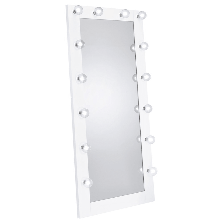 Zayan 32 x 71 Inch Floor Mirror LED Lighting White Gloss - posh&amp;polish variety