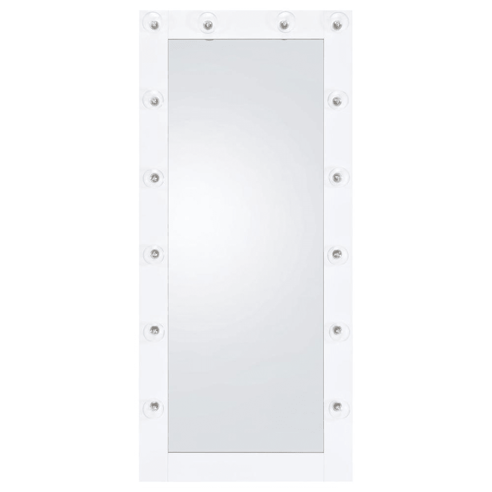 Zayan 32 x 71 Inch Floor Mirror LED Lighting White Gloss - posh&amp;polish variety
