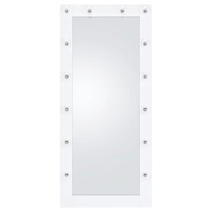 Zayan 32 x 71 Inch Floor Mirror LED Lighting White Gloss - posh&amp;polish variety