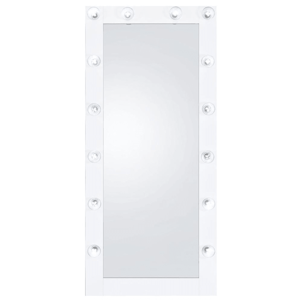 Zayan 32 x 71 Inch Floor Mirror LED Lighting White Gloss - posh&amp;polish variety