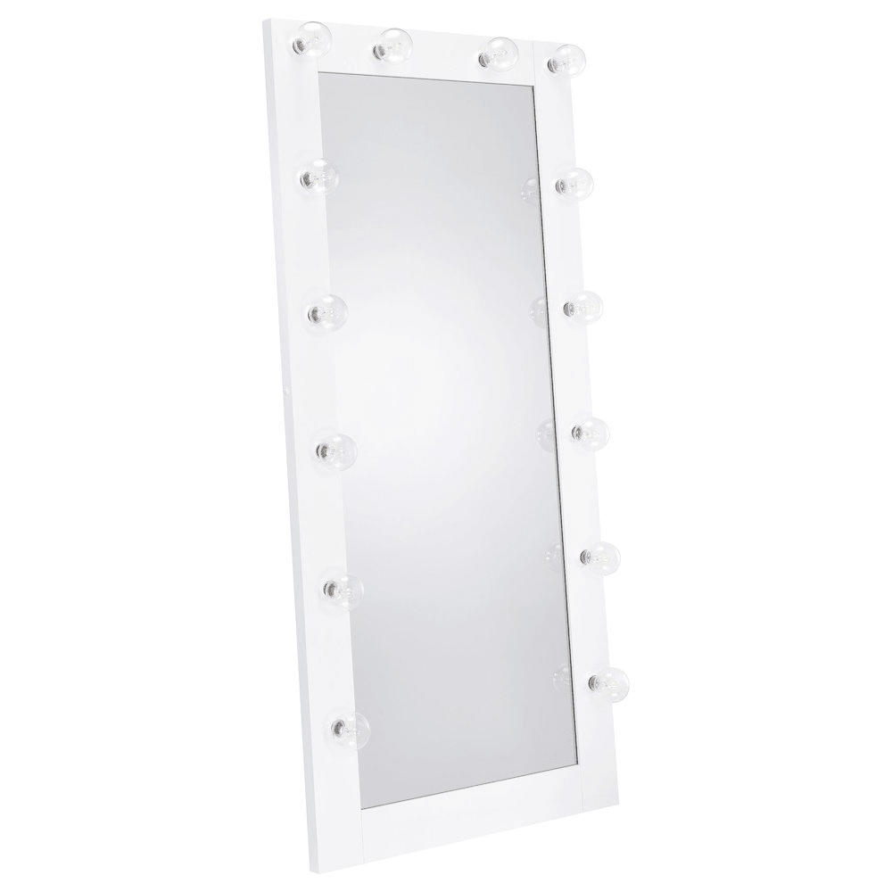 Zayan 32 x 71 Inch Floor Mirror LED Lighting White Gloss - posh&amp;polish variety