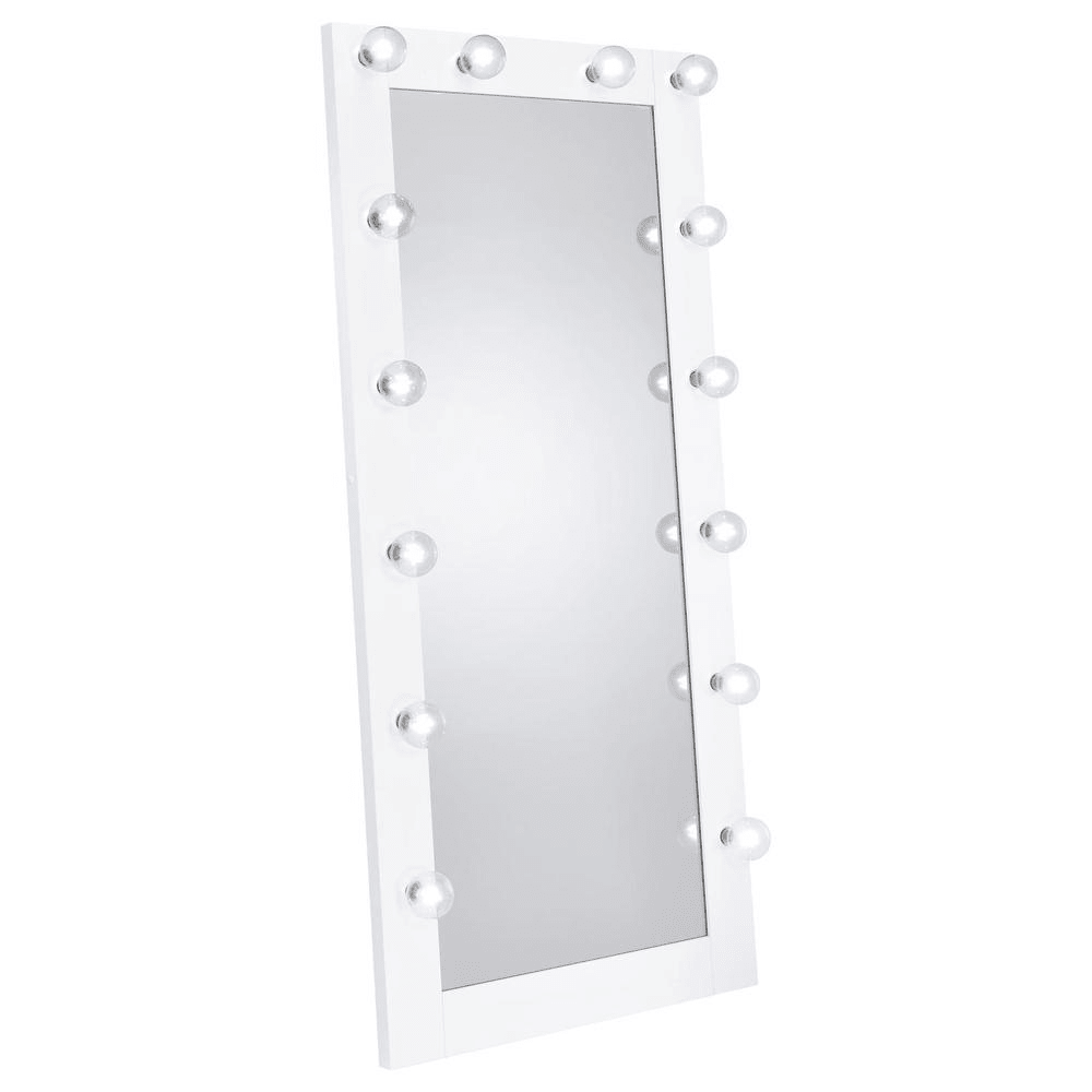 Zayan 32 x 71 Inch Floor Mirror LED Lighting White Gloss - posh&amp;polish variety