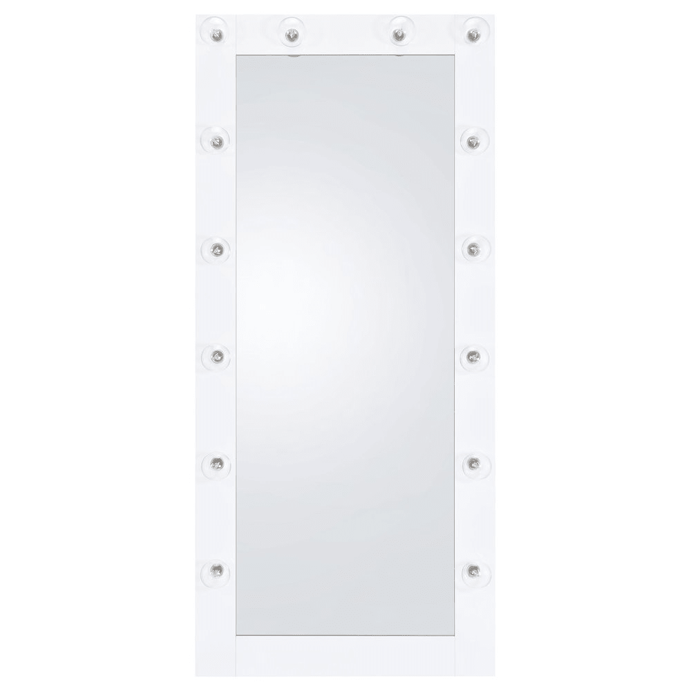 Zayan 32 x 71 Inch Floor Mirror LED Lighting White Gloss - posh&amp;polish variety