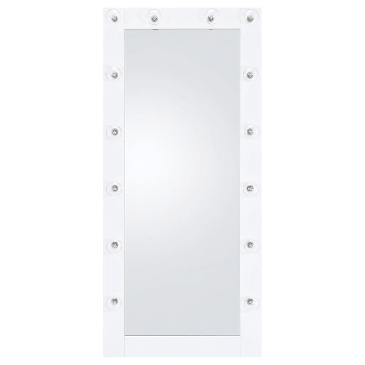 Zayan 32 x 71 Inch Floor Mirror LED Lighting White Gloss - posh&amp;polish variety