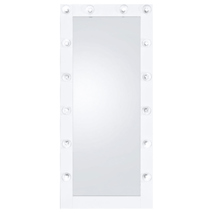 Zayan 32 x 71 Inch Floor Mirror LED Lighting White Gloss - posh&amp;polish variety